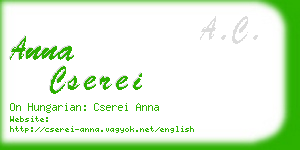 anna cserei business card